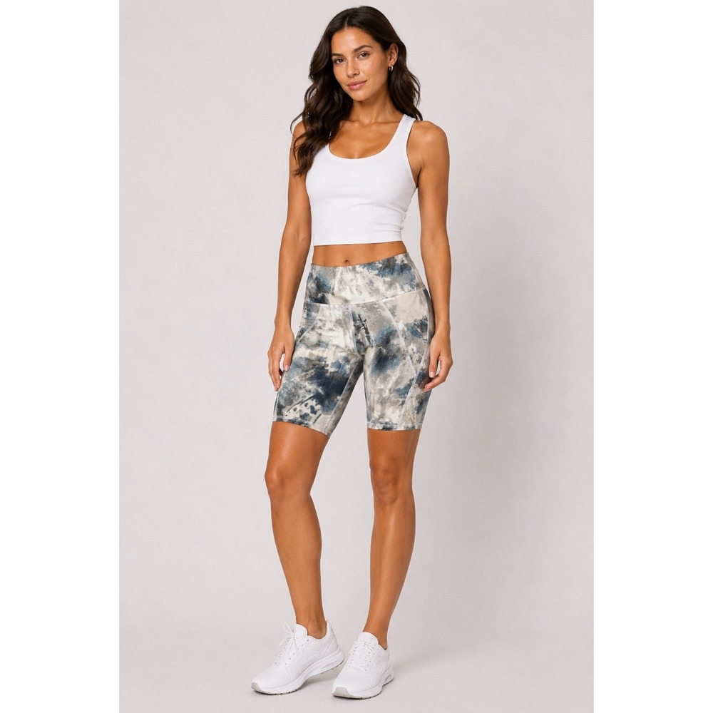 Soma S Tie Dye High Waist Pocket Bike Shorts Stretchy Workout Activewear